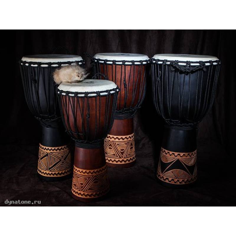 Фото YUKA DJWN08-16BK3 - Джембе с верёвочной настройкой Юка