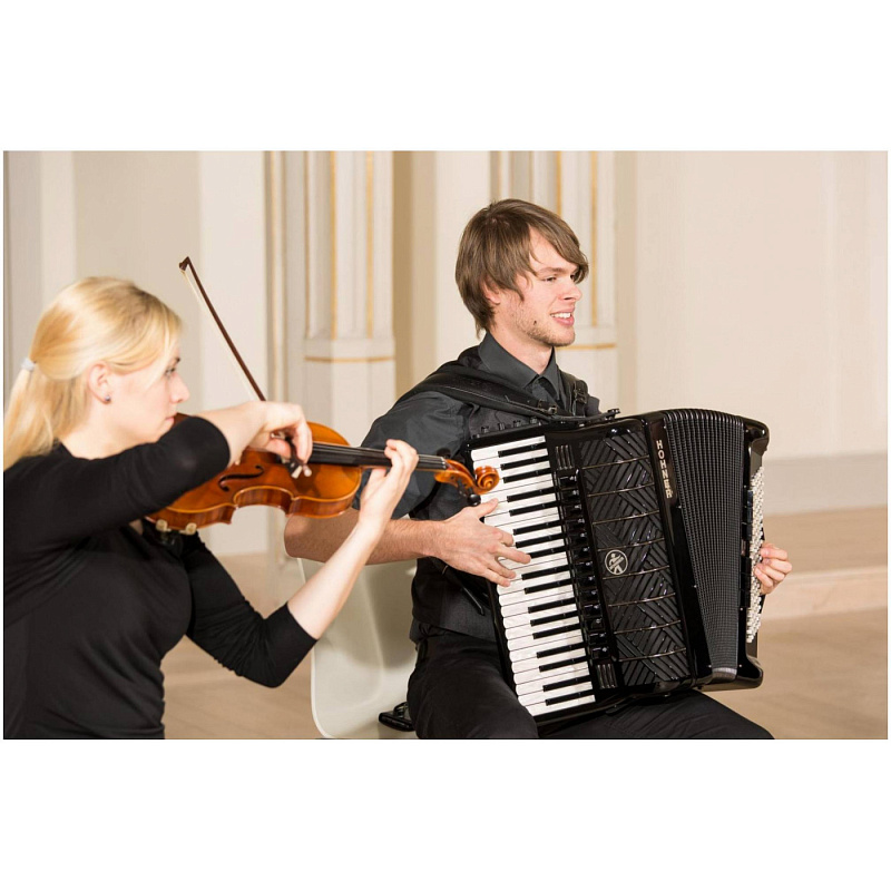 Фото HOHNER MATTIA IV 120 BK gun black - Аккордеон 4/4 Хонер