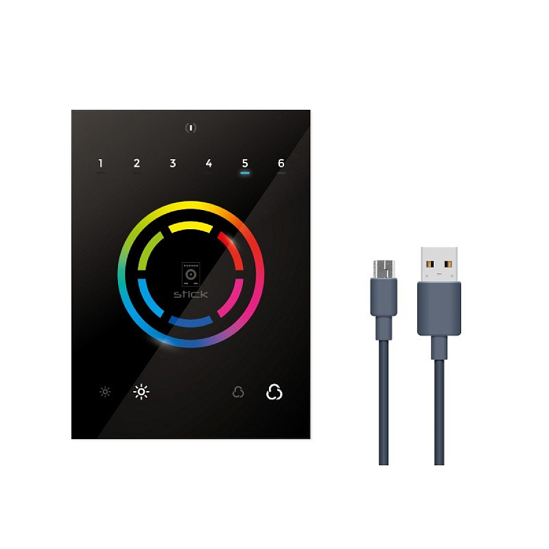 Фото DMX-интерфейс с сенсорной панелью для управления архитектурным или сценическим освещением SUNLITE STICK-CW4 (white / белый)