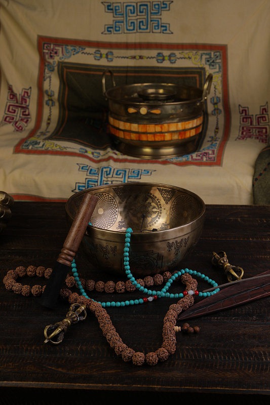 Фото Кованная поющая чаша Lingom Full Carving SBLN-FC